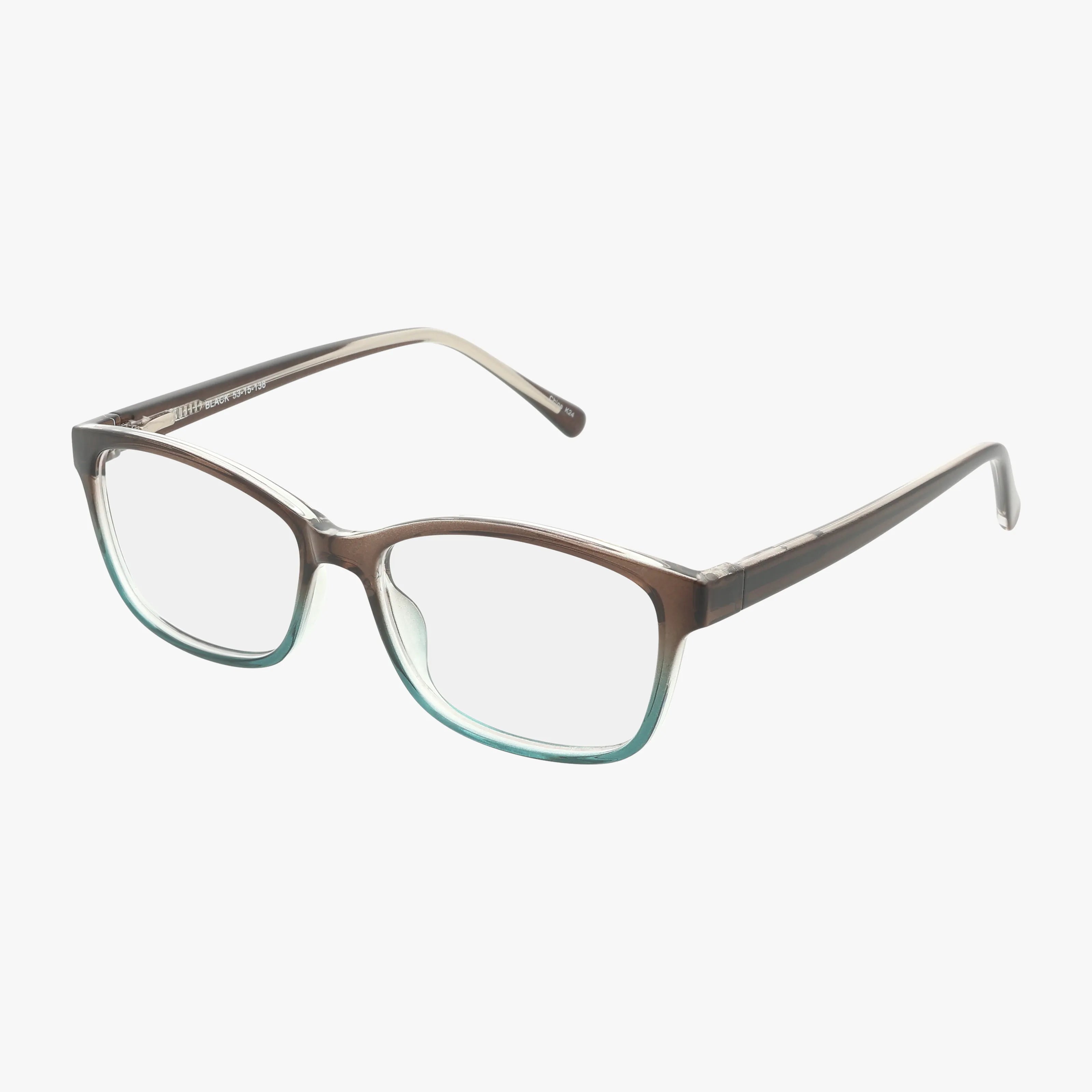 The CNBCN 78 features rectangular eyeglasses with a stylish frame and thin, translucent edges that fade from brown at the top to light teal at the bottom, shown on a white background.