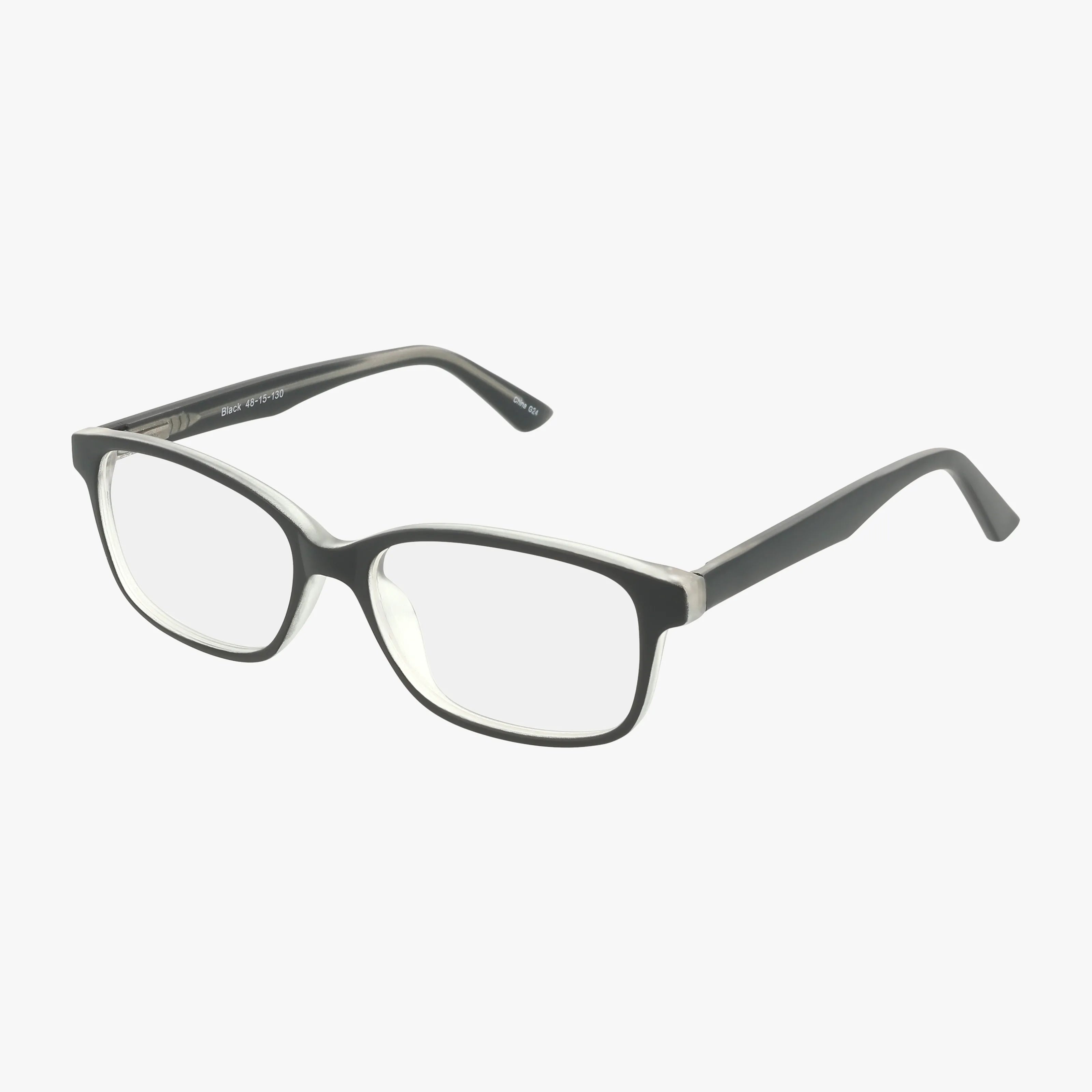 The CNBCN 79 features rectangular black frames with clear lenses, displayed at an angle on a plain white background—ideal for a smart, sharp style every day.