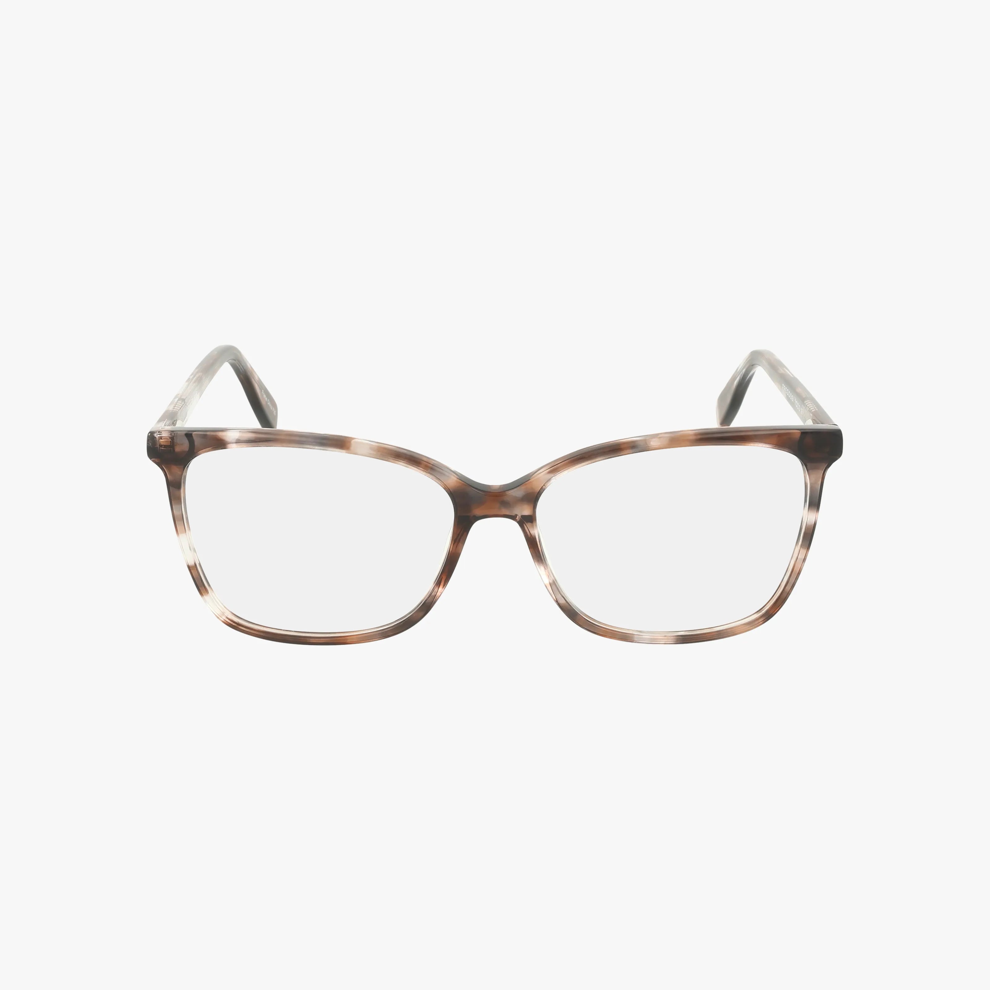 The Fregossi 1003 eyeglasses feature a lightweight frame with rectangular, softly rounded edges in a brown tortoiseshell pattern—ideal for comfortable daily wear and shown on a white background.