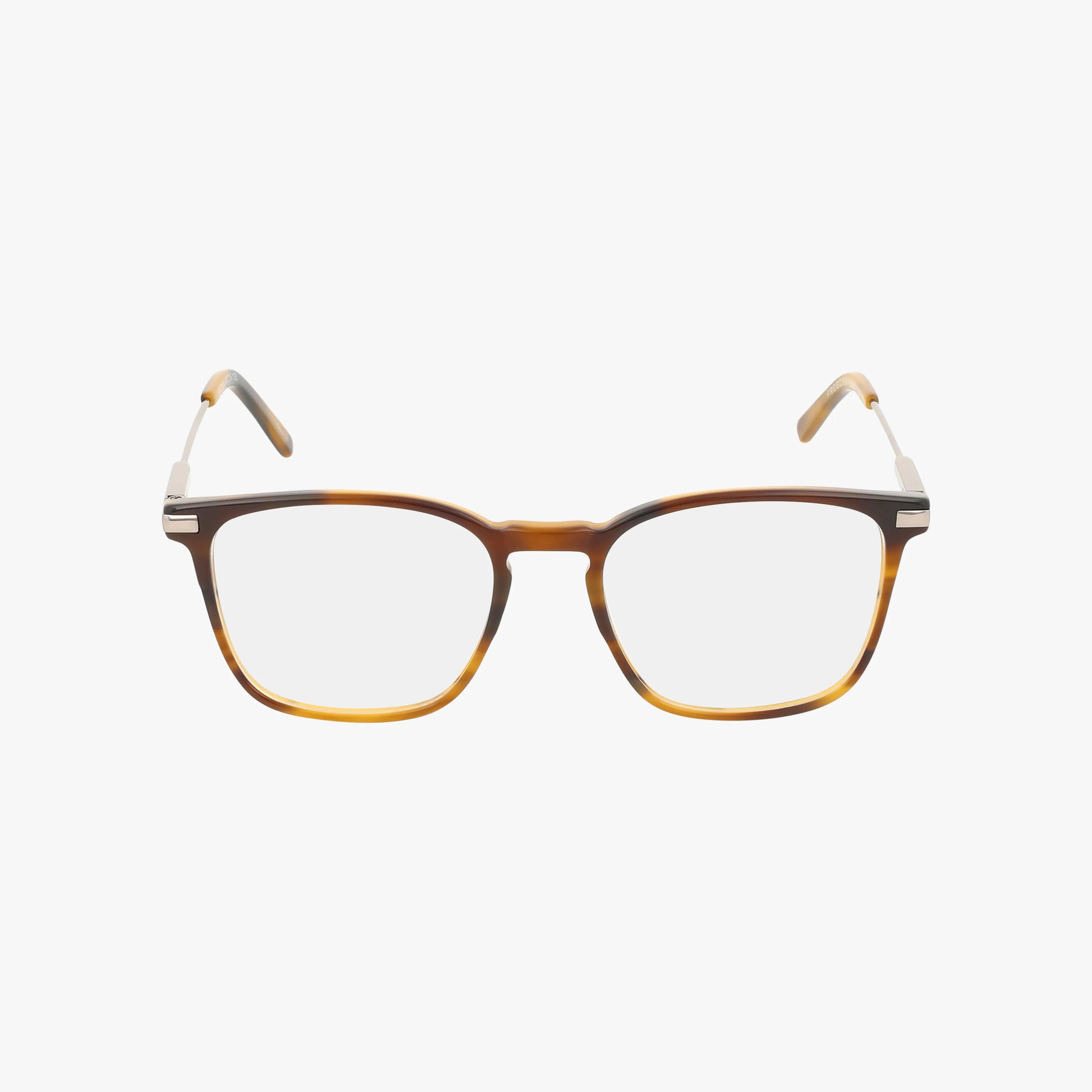 Fregossi 321 rectangular eyeglasses feature a slim tortoiseshell frame with a dark-to-light brown gradient—ideal for smart outfits or matching a sharp school uniform.