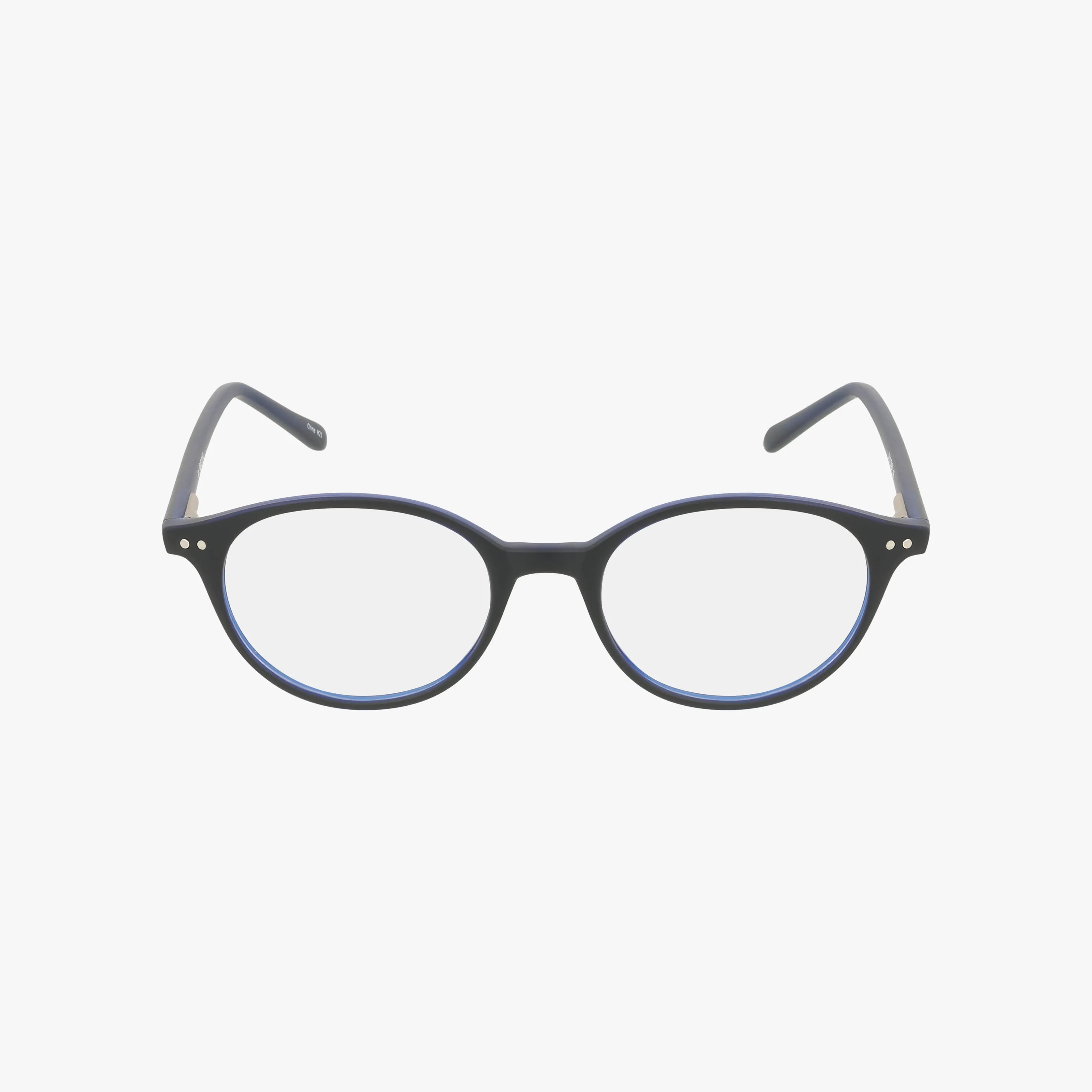The CNBCN 86 eyeglasses feature a sleek black round frame with clear lenses, ideal for a sharp look, displayed on a plain white background.