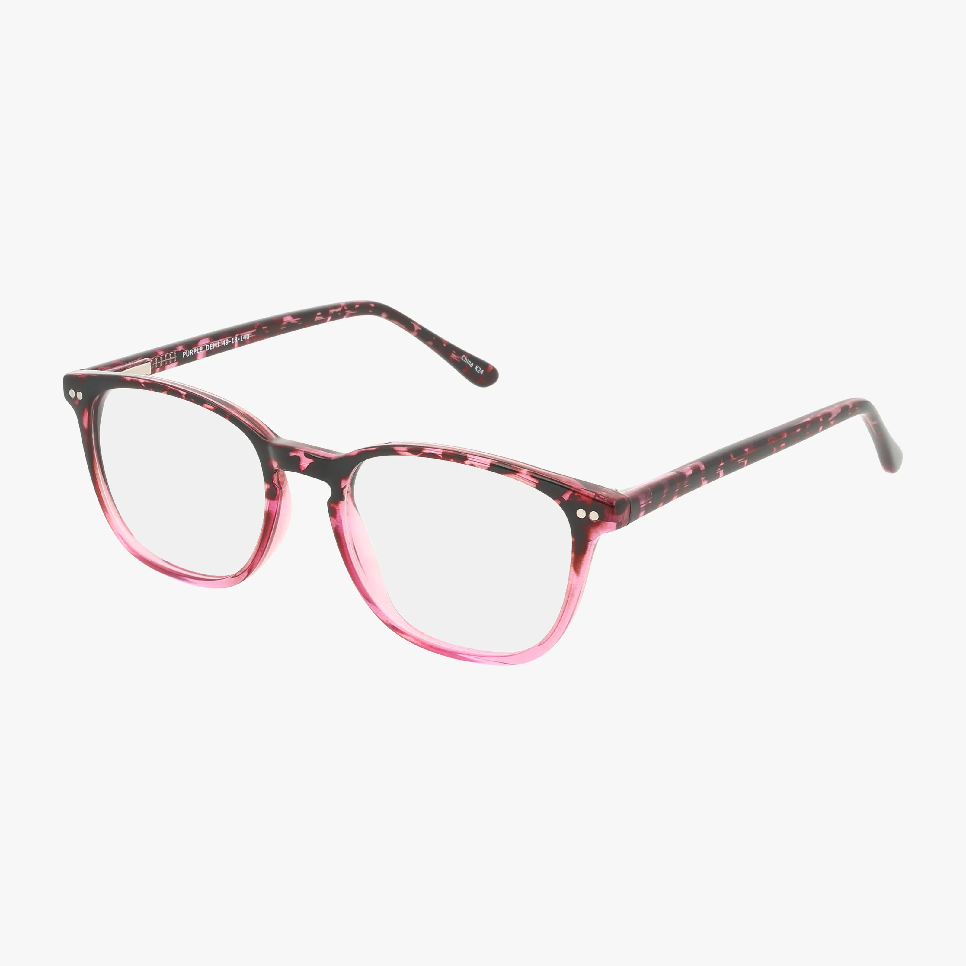 The CNBCN 87 eyeglasses feature rectangular frames with clear lenses and a purple multicolor marbled pattern, designed to help you stand out on any occasion. Displayed on a white background.