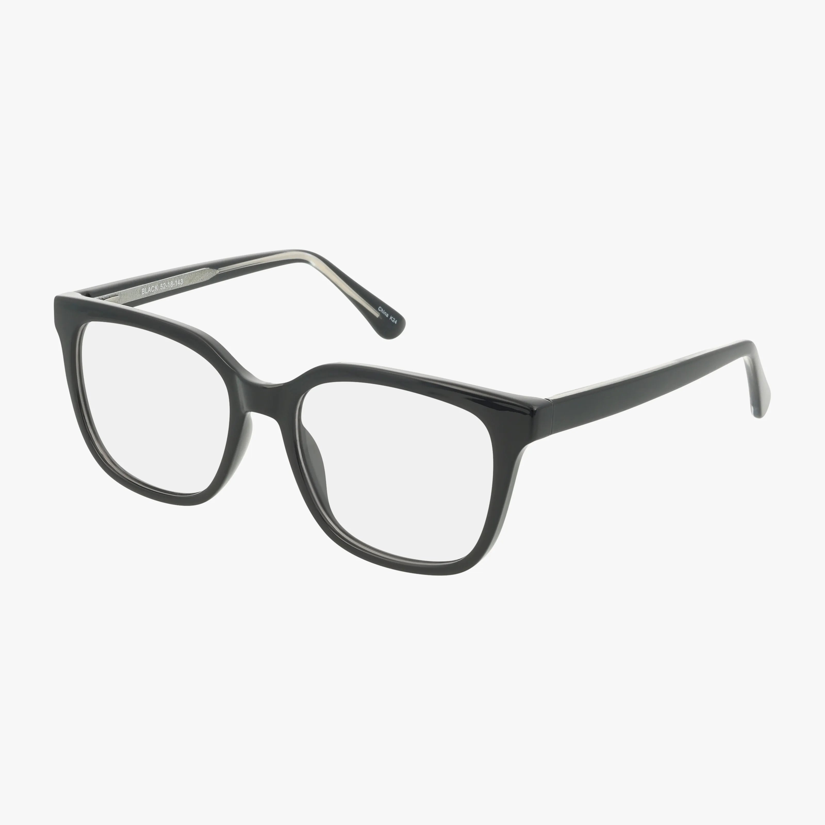 The CNBCN 103 eyeglasses feature a black, square contemporary frame with clear lenses, ideal for daily wear and shown against a white background.