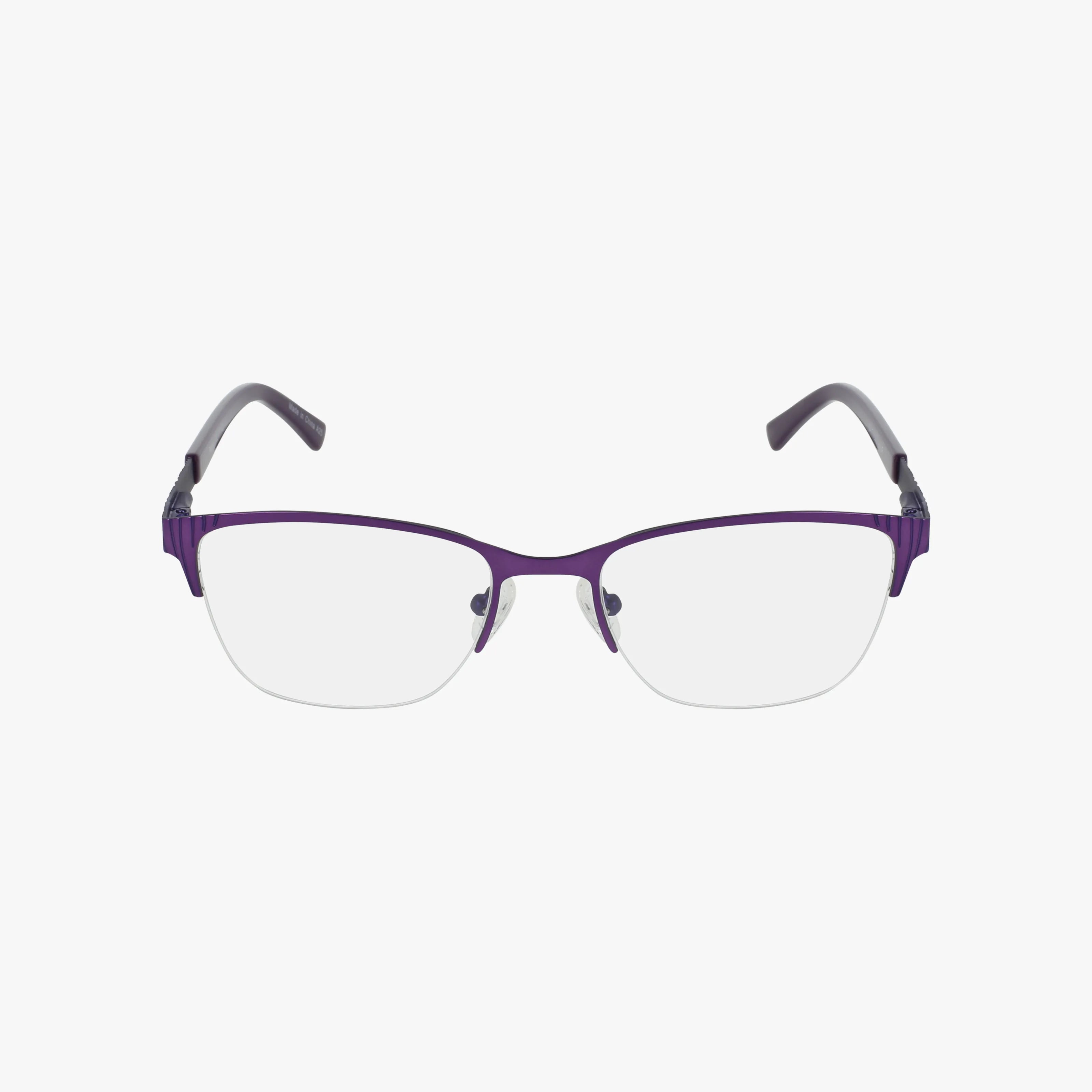 The Fregossi 1049 features a lightweight purple semi-rimless metal frame with clear lenses, displayed front-facing on a plain white background.