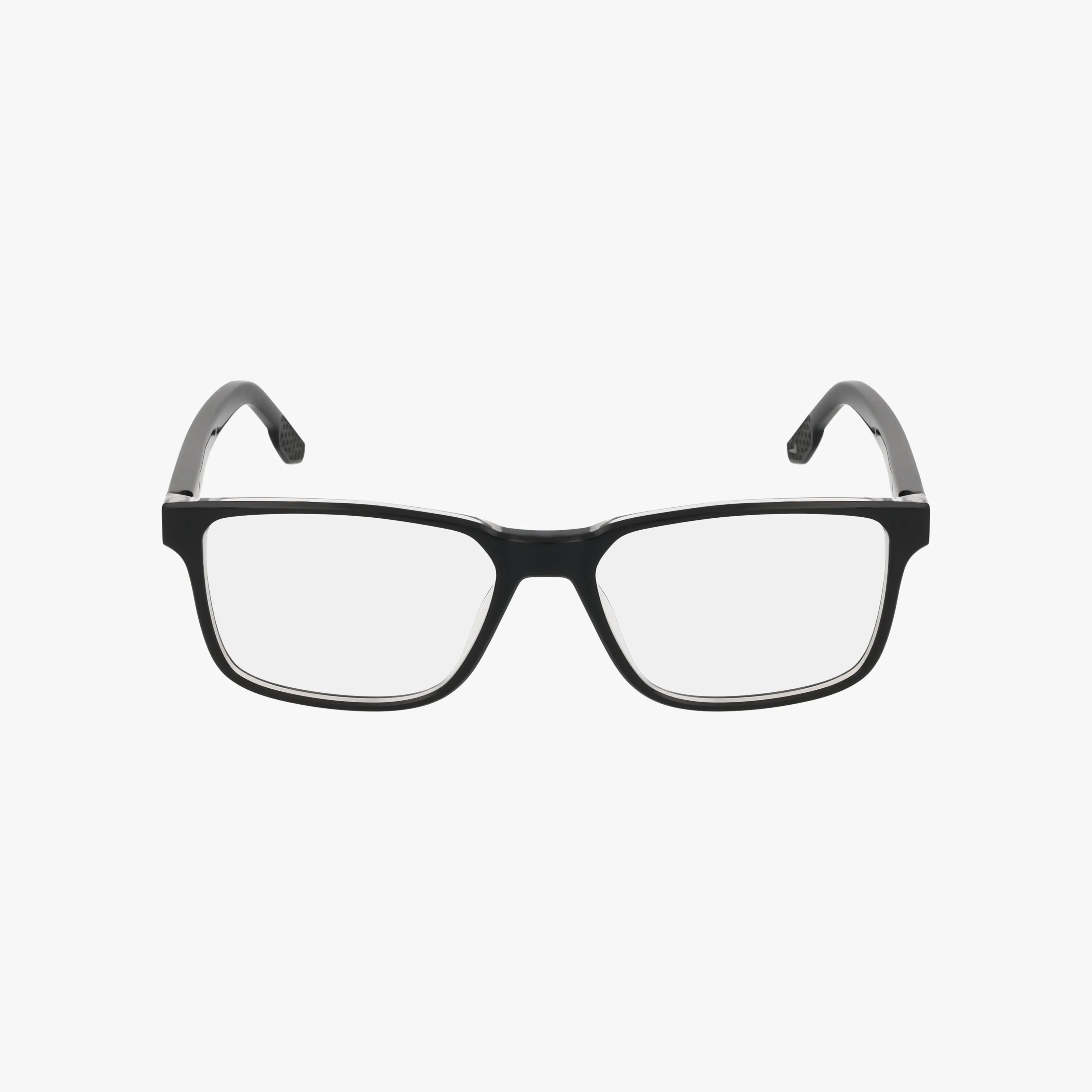 The NIKE 7160 by Nike features a black rectangular frame with clear lenses, shown from the front on a white background—combining stylish design and everyday performance.