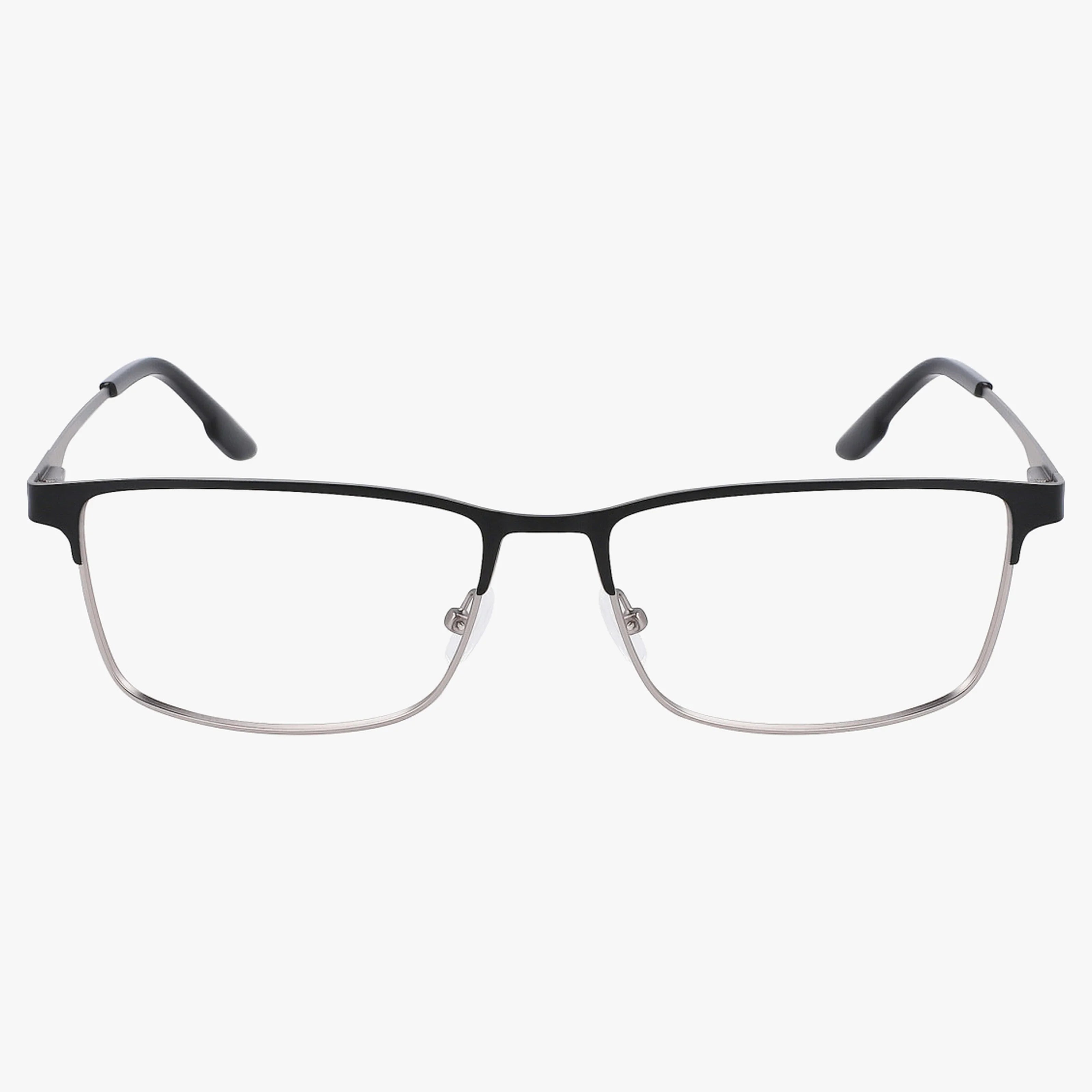 The Columbia C3041N features rectangular black and silver metal frames with clear lenses and black plastic-coated temple tips, offering a timeless look against a plain white background.