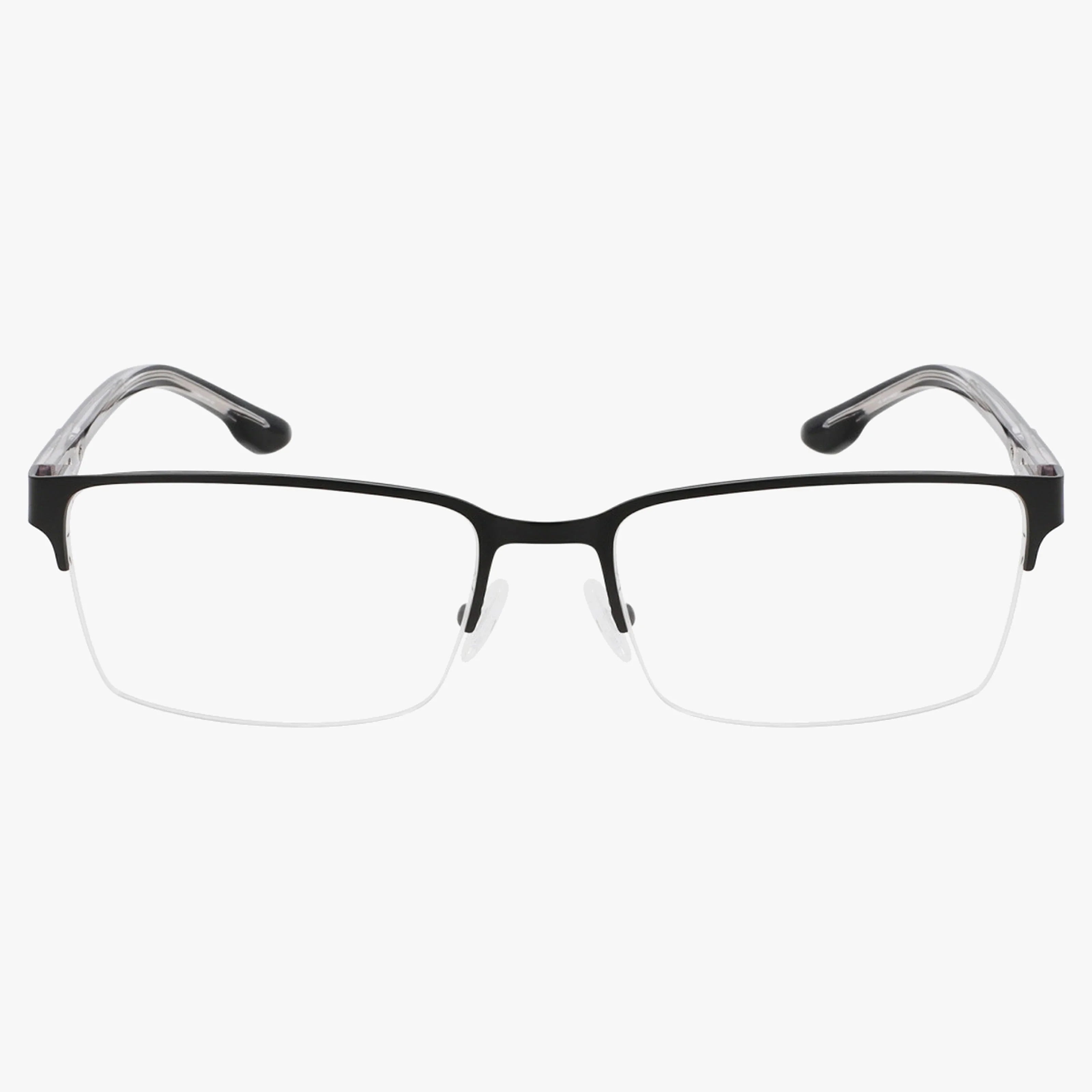 The Columbia C3047N features black semi-rimless rectangular blue light lenses, clear nose pads, and transparent temple tips—modern, functional eyewear displayed on a white background.