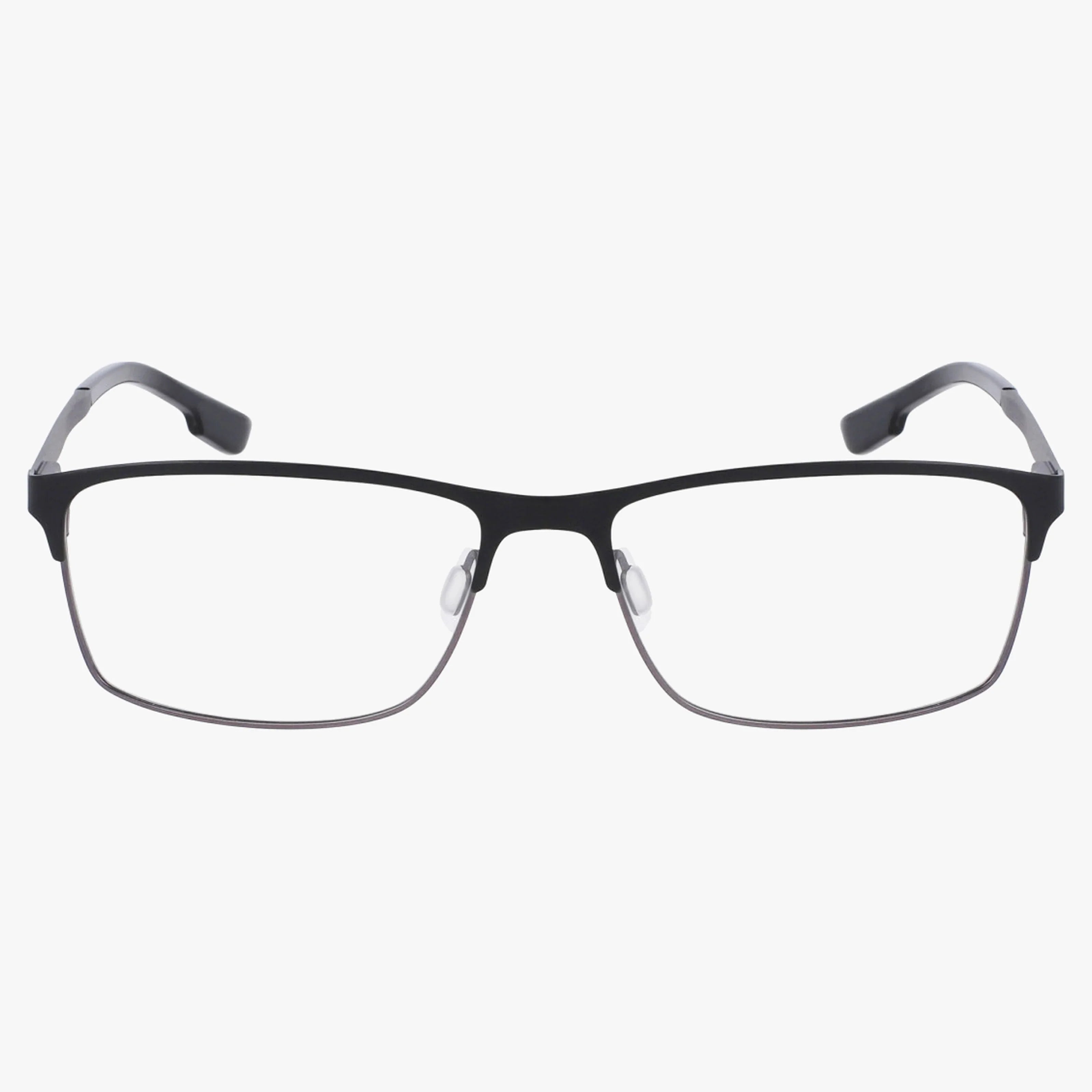 The Columbia C3038N features rectangular eyeglasses with a thin black metal frame and clear lenses, offering bold design and everyday excellence, set against a plain white background.
