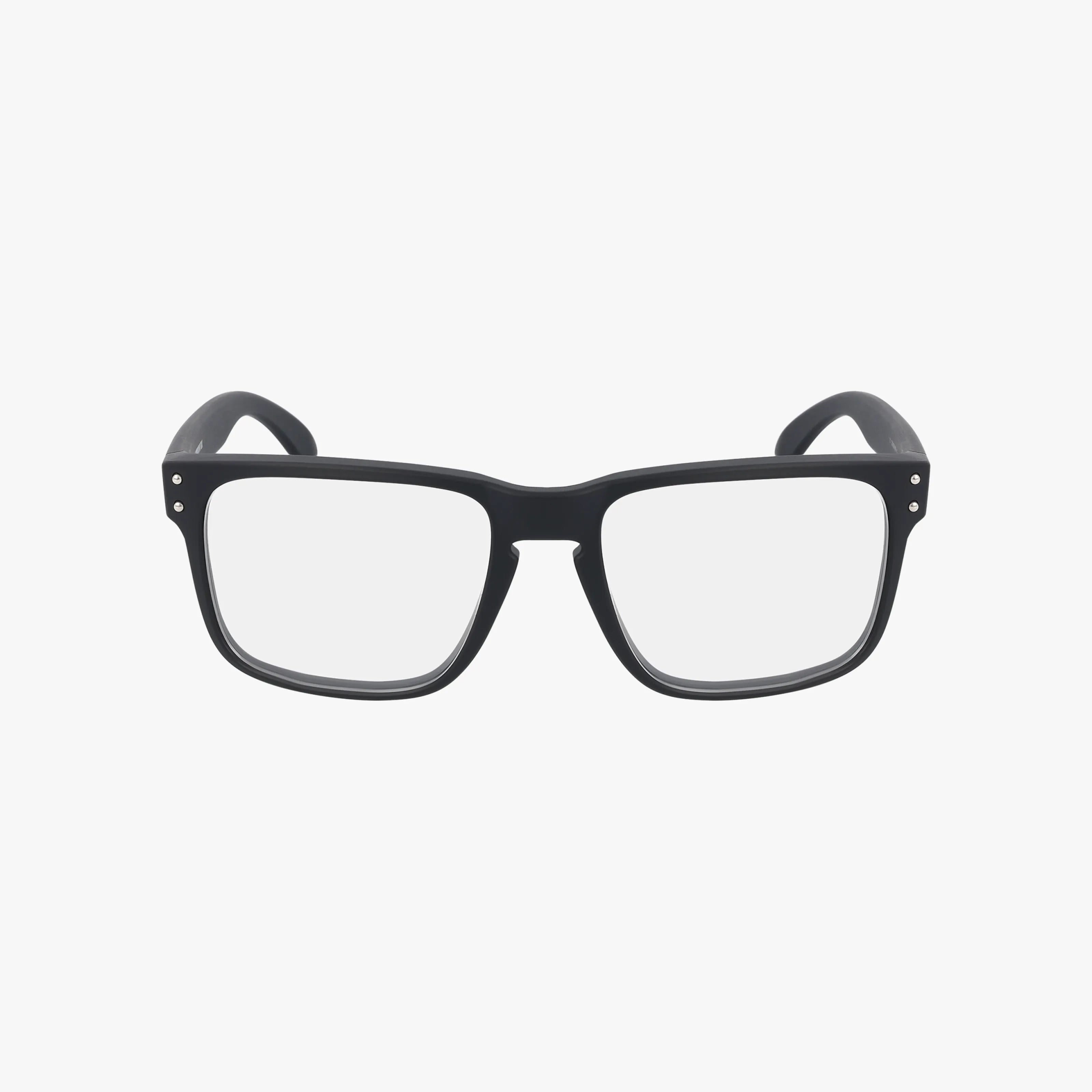 The Oakley OX8156 HOLBROOK RX features black, rectangular frames with clear lenses, shown against a plain white background.