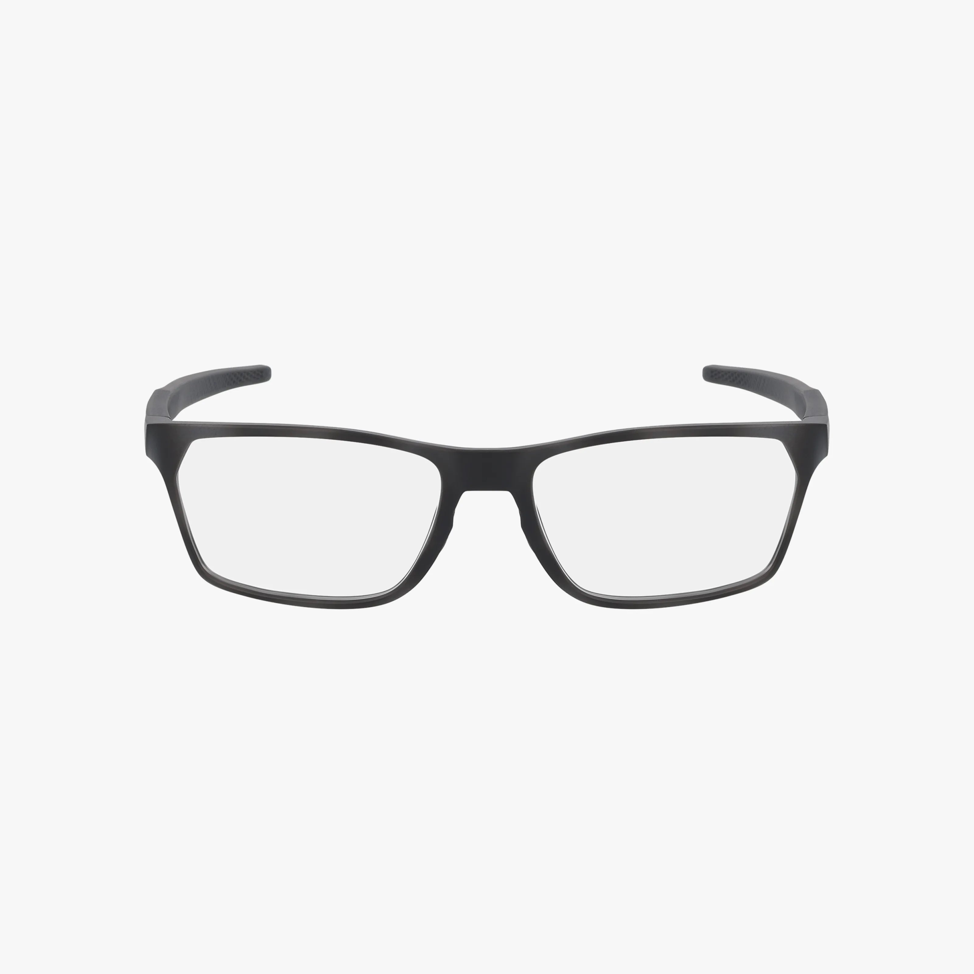 The Oakley OX8032 HEX JECTOR features black rectangular frames with clear lenses and a lightweight design, shown against a plain white background.