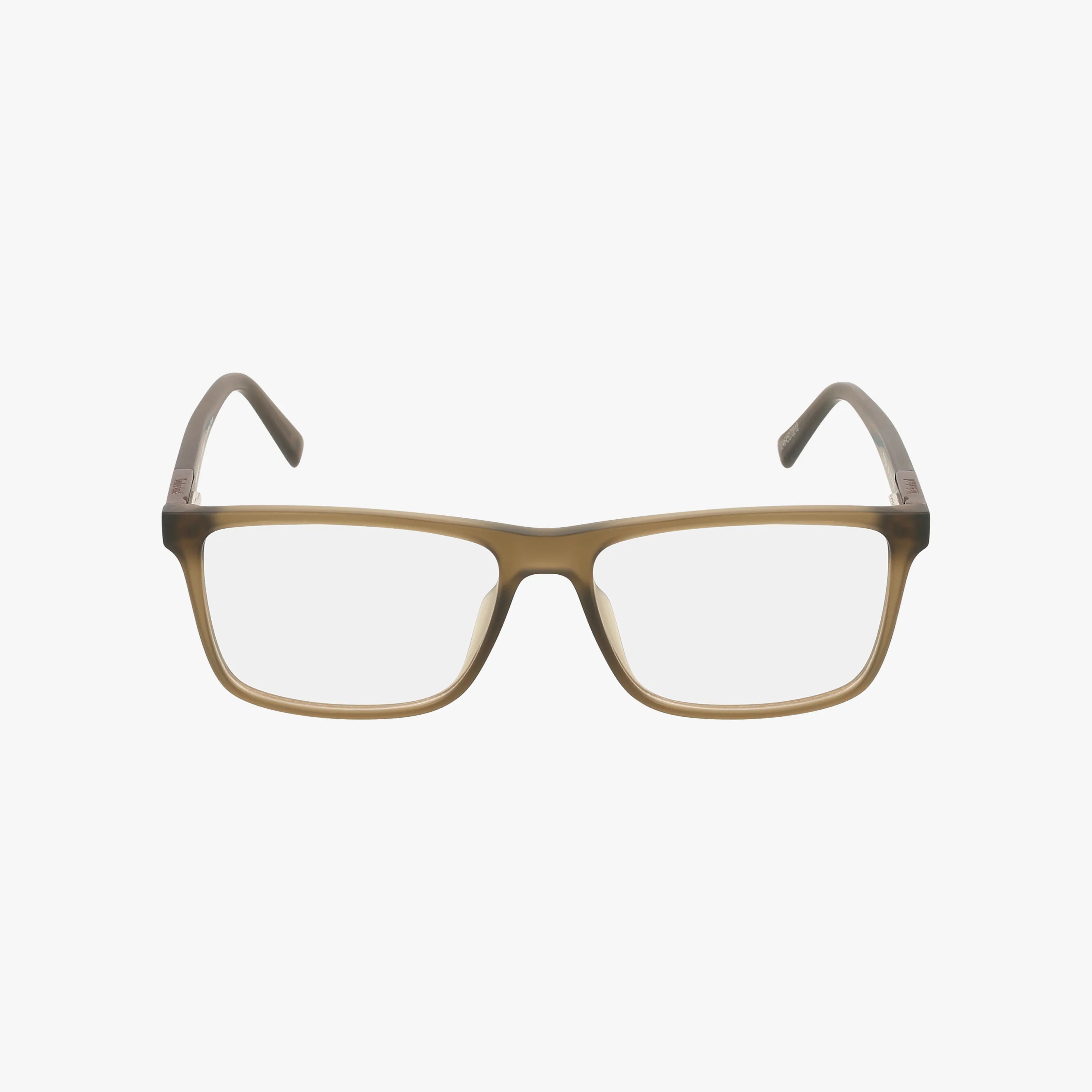 The Timberland TB1759-H features rectangular brown frames with clear progressive lenses, shown from the front against a plain white background.