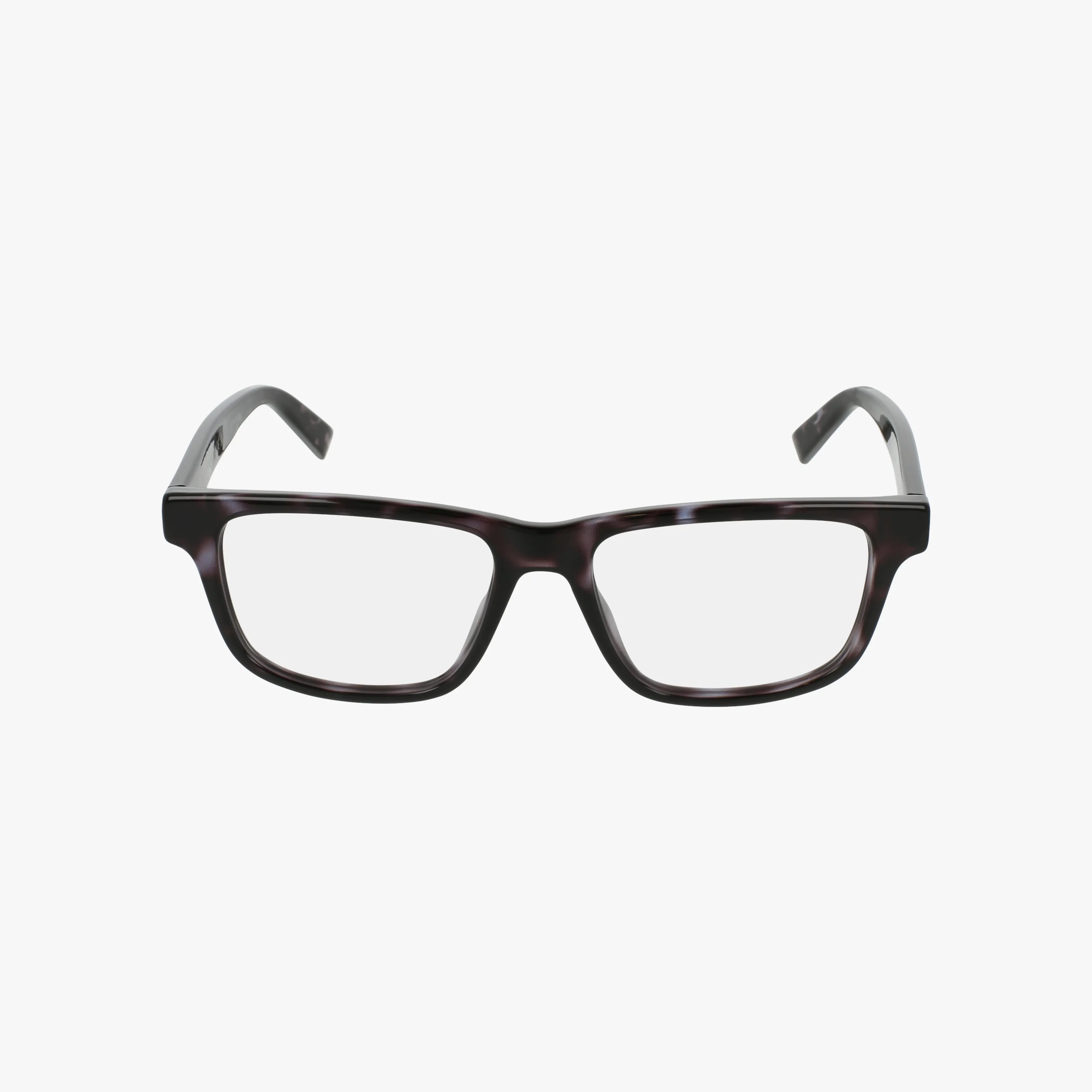 Gucci 1987O rectangular eyeglasses with a durable frame, dark slightly mottled color, and clear lenses are displayed facing forward on a white background.